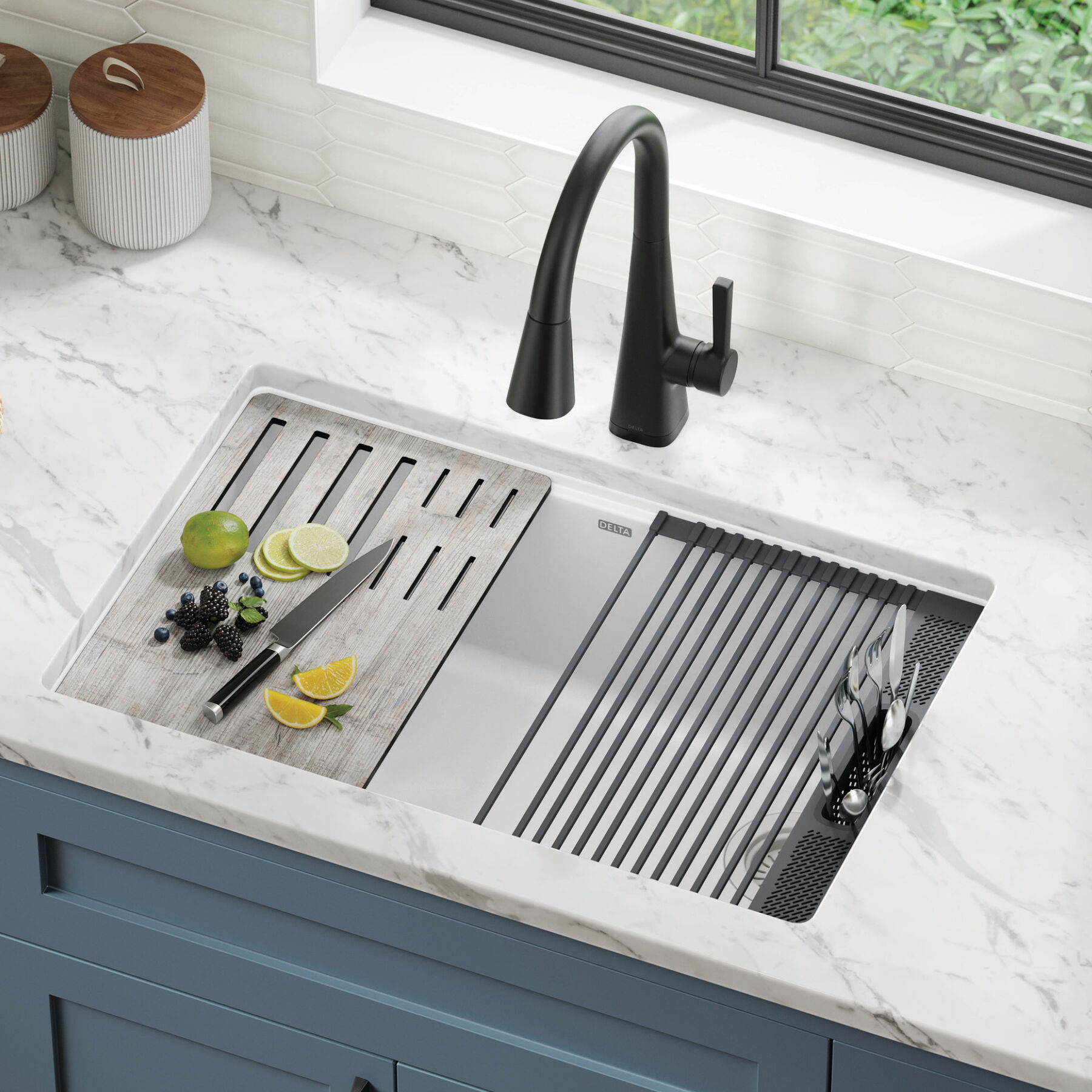 30&rdquo; Granite Composite Workstation Kitchen Sink Undermount Single Bowl with WorkFlow&trade; Ledge and Accessories in White